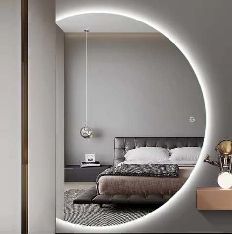 Slaapkamer/Badkamer Decoratieve Wandspiegel Ronde Halve Maan LED